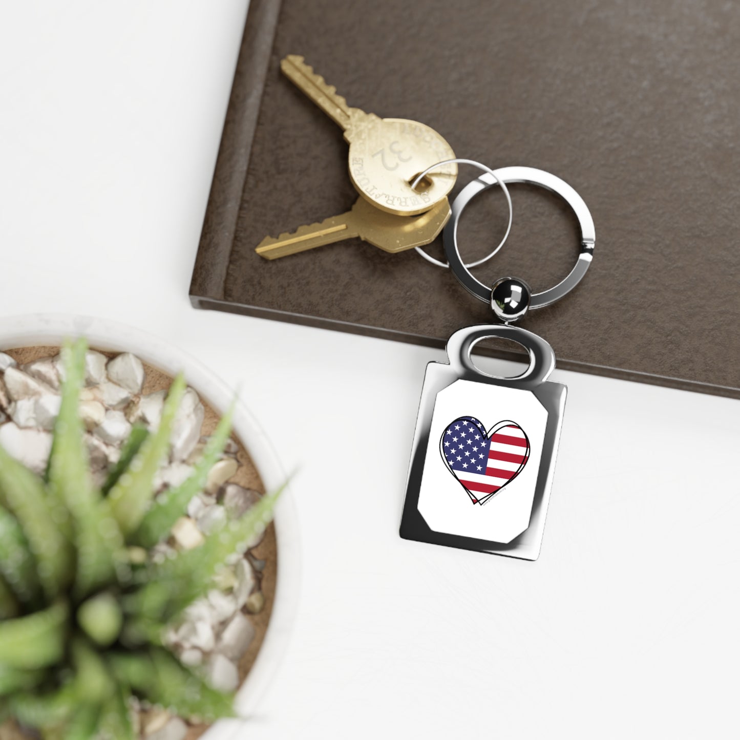 Patriotic Heart - Rectangle Keyring