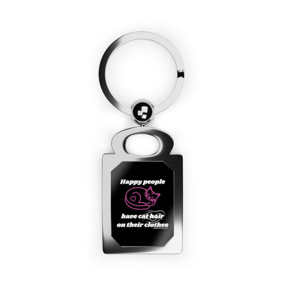 Happy people have cat hair on their clothes - Rectangle Photo Keyring