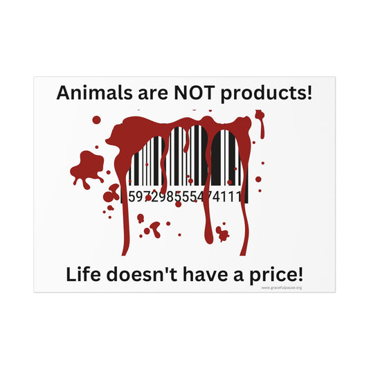 Animals are not products - barcode - landscaped - Uncoated Poster