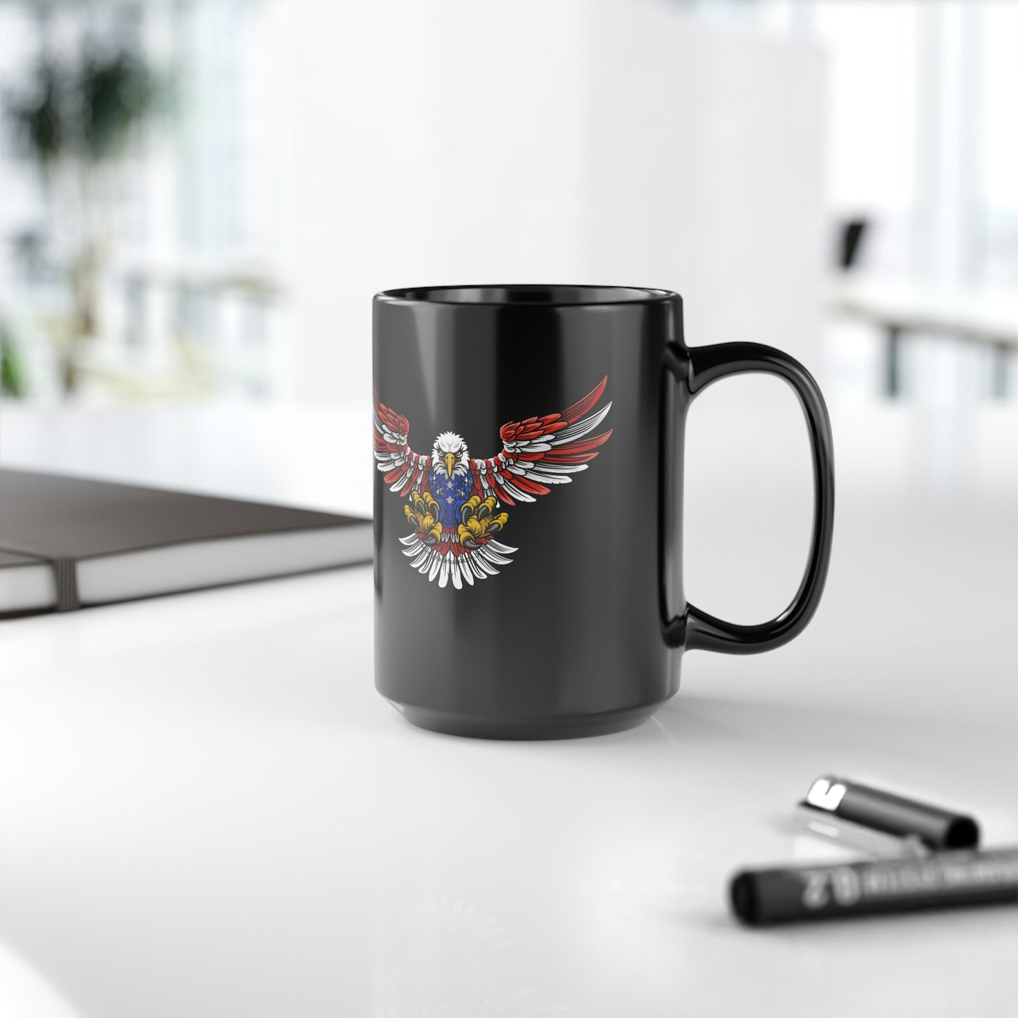 Patriotic Eagle in Flight - Black Mug