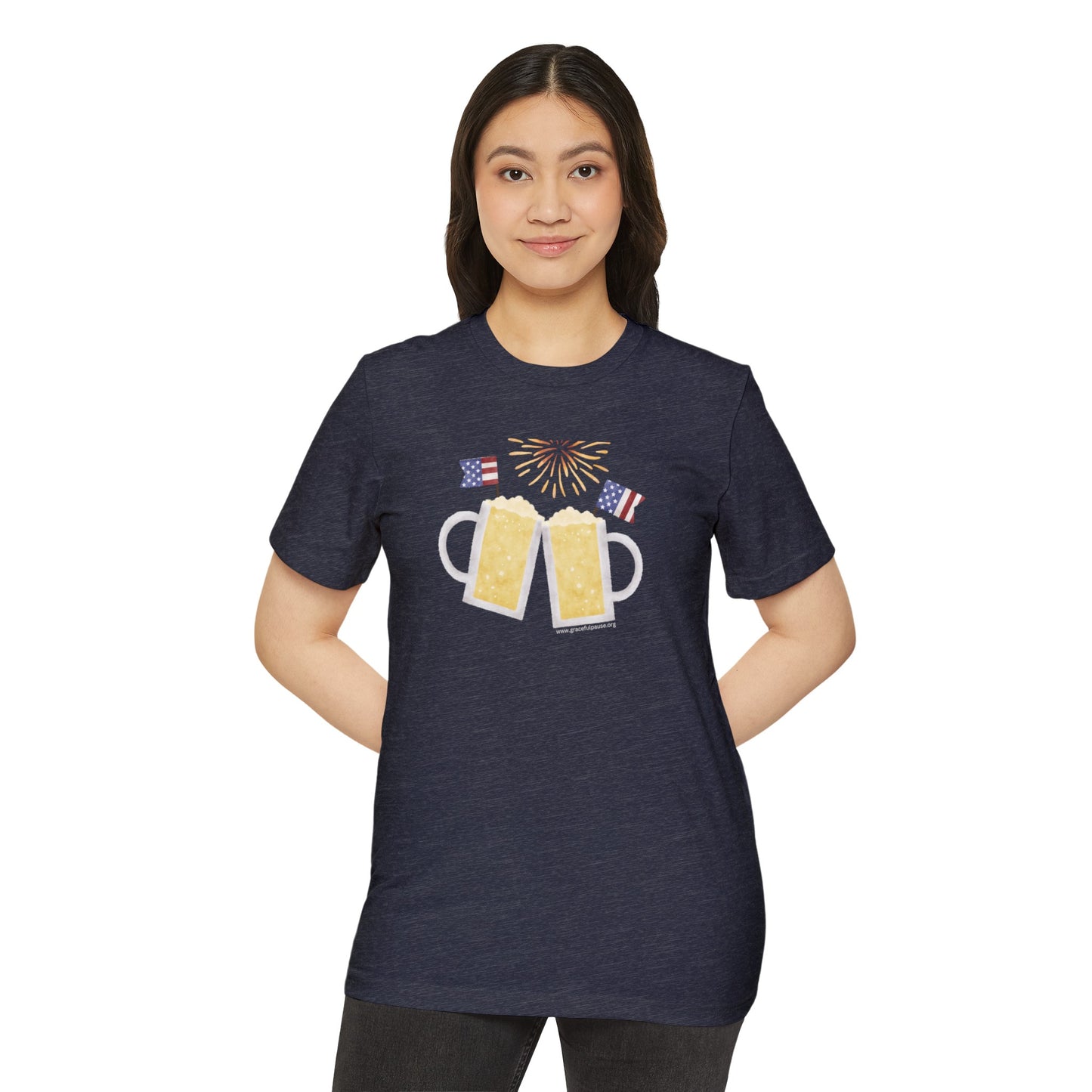 Patriotic Beer Toast - Unisex Recycled Organic T-Shirt