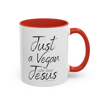 Just a Vegan who loves Jesus - Accent Coffee Mug (11, 15oz)