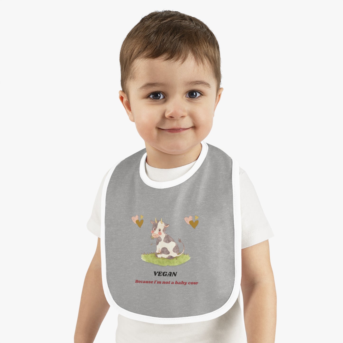 Vegan because I'm not a baby cow - Baby Contrast Trim Jersey Bib