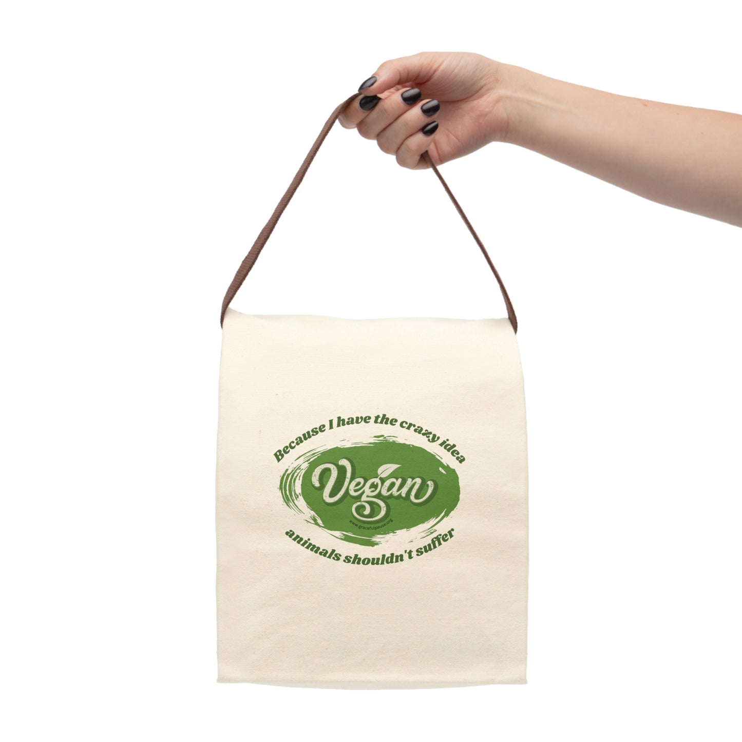 Vegan Because... - Canvas Lunch Bag With Strap