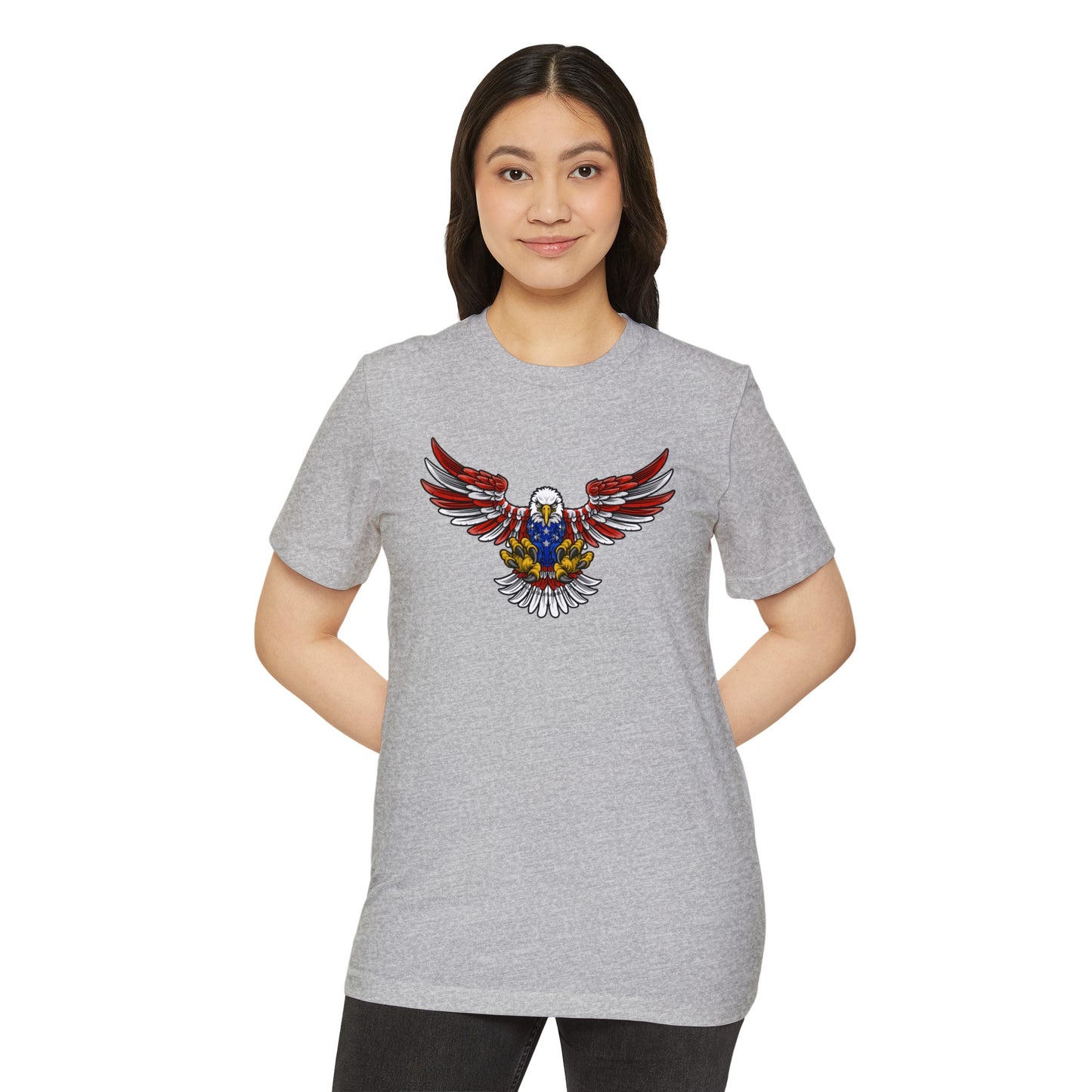 Patriotic Bald Eagle in Flight - Unisex Recycled Organic T-Shirt