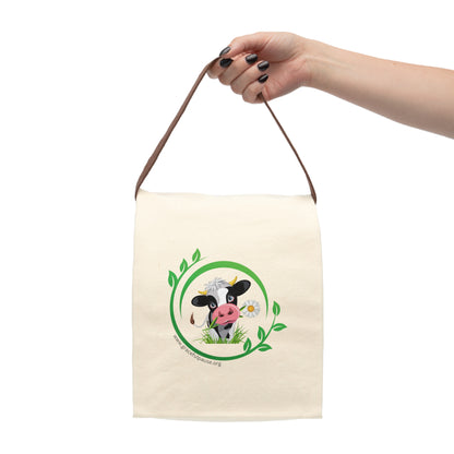 Pleading Cow - Canvas Lunch Bag With Strap