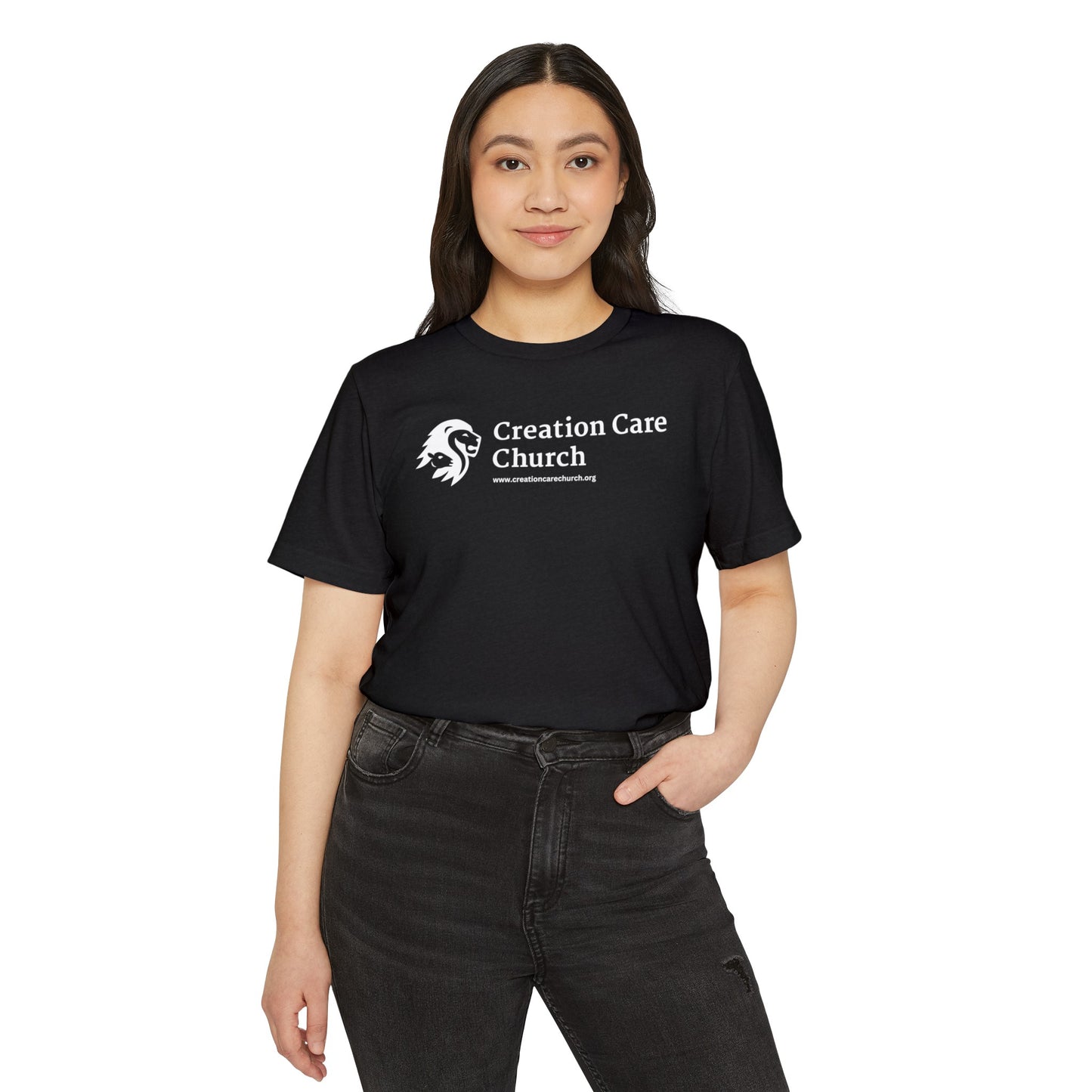 Creation Care Church White Logo - Unisex Recycled Organic T-Shirt