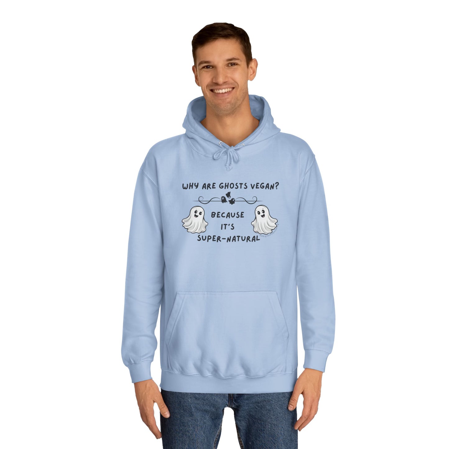 Why are Ghosts Vegan? - Unisex College Hoodie