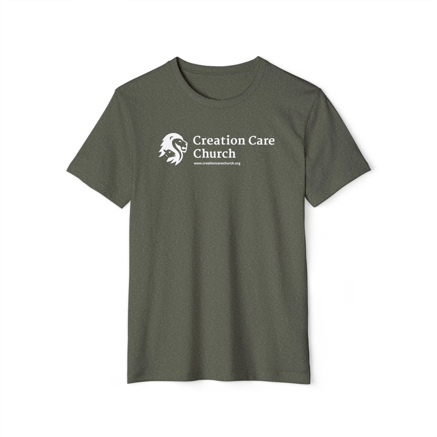 Creation Care Church White Logo - Unisex Recycled Organic T-Shirt