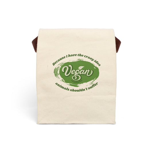 Vegan Because... - Canvas Lunch Bag With Strap