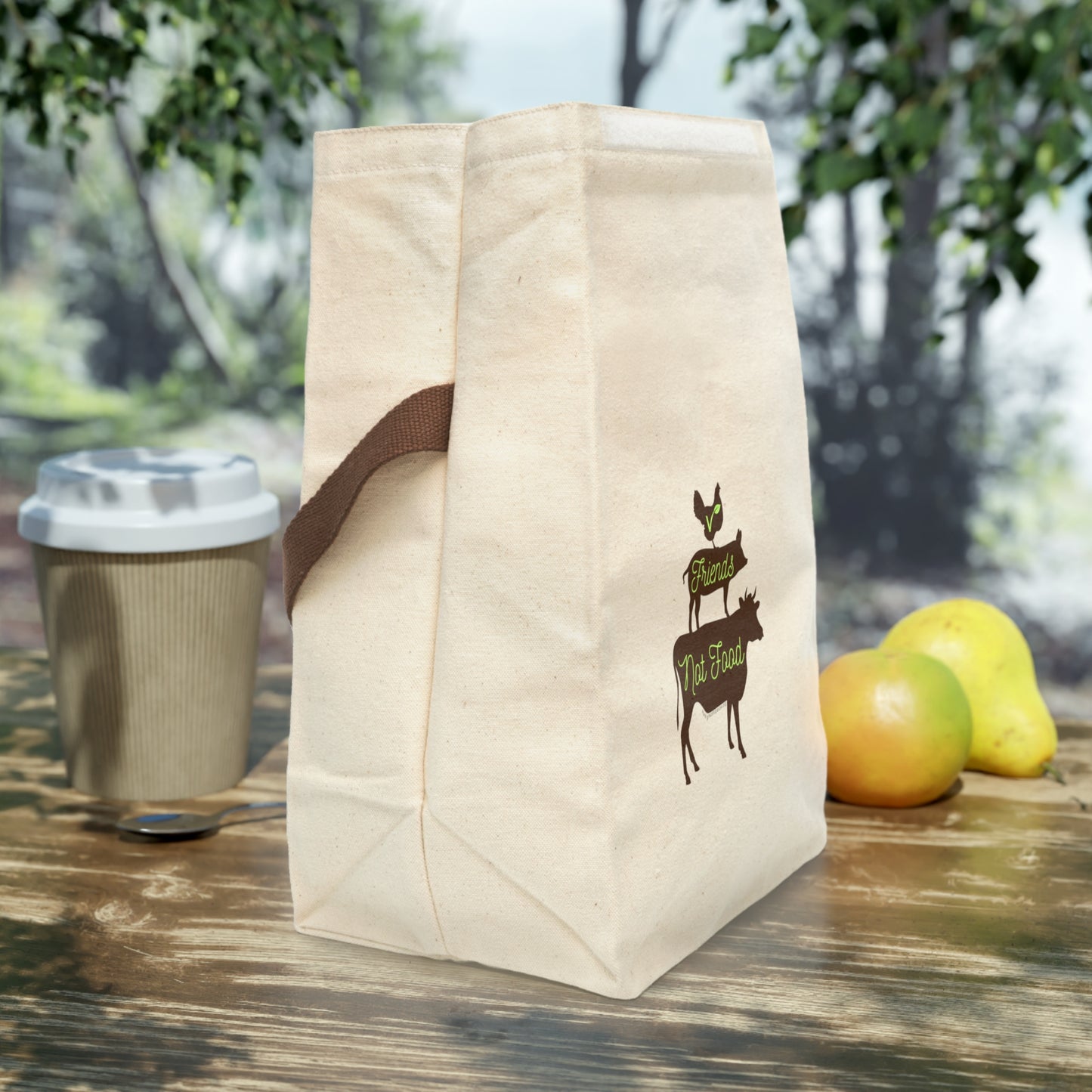 Friends not Food - Canvas Lunch Bag With Strap