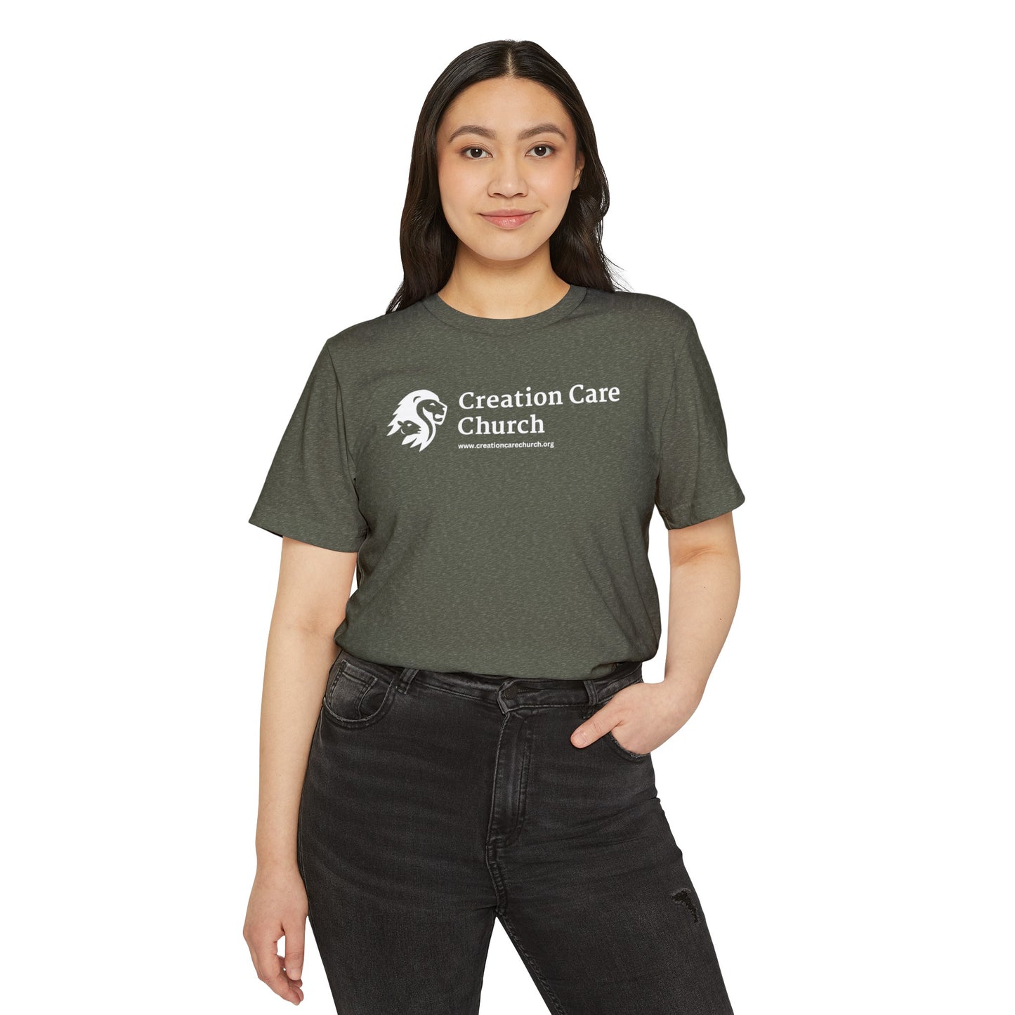 Creation Care Church White Logo - Unisex Recycled Organic T-Shirt