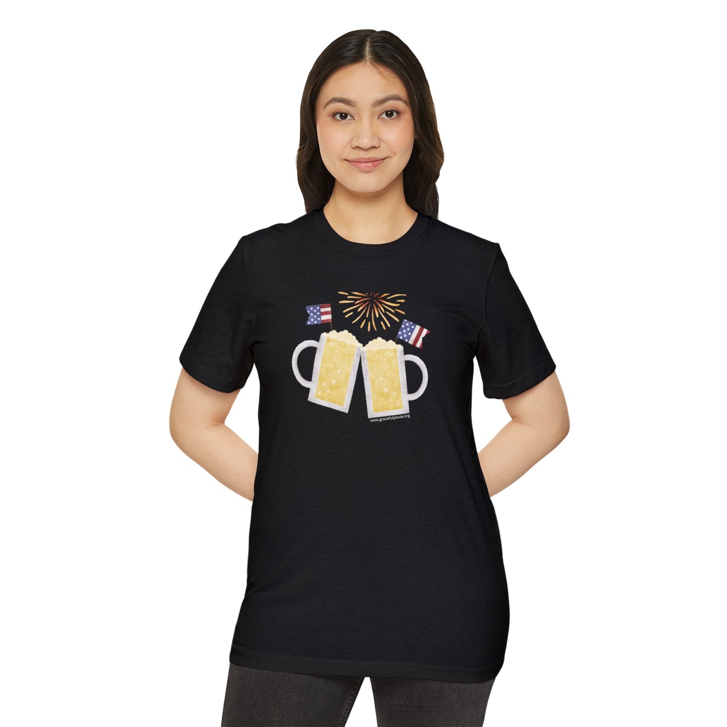 Patriotic Beer Toast - Unisex Recycled Organic T-Shirt