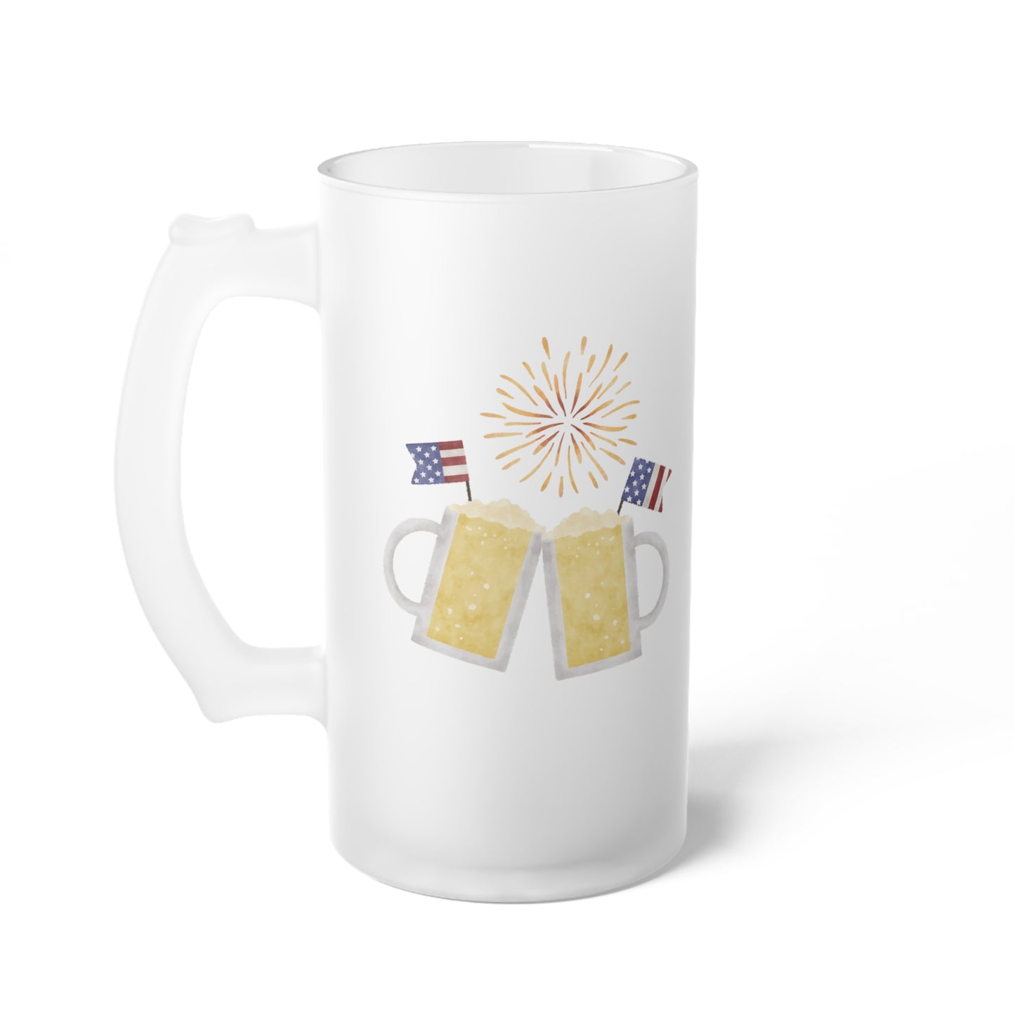 Firework - Beer - 4th of July Cheers - Frosted Glass Beer Mug