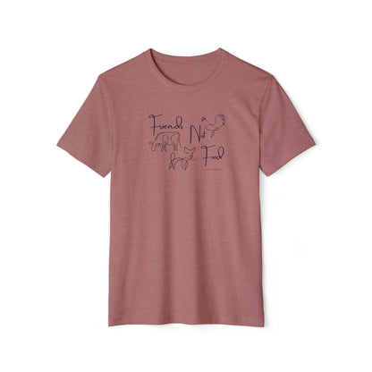 Friends Not Food - Line Drawn Animals - Unisex Recycled Organic T-Shirt