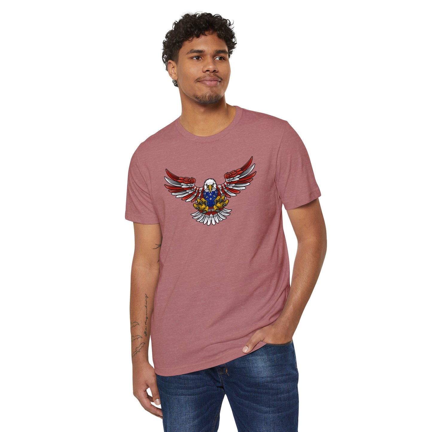 Patriotic Bald Eagle in Flight - Unisex Recycled Organic T-Shirt