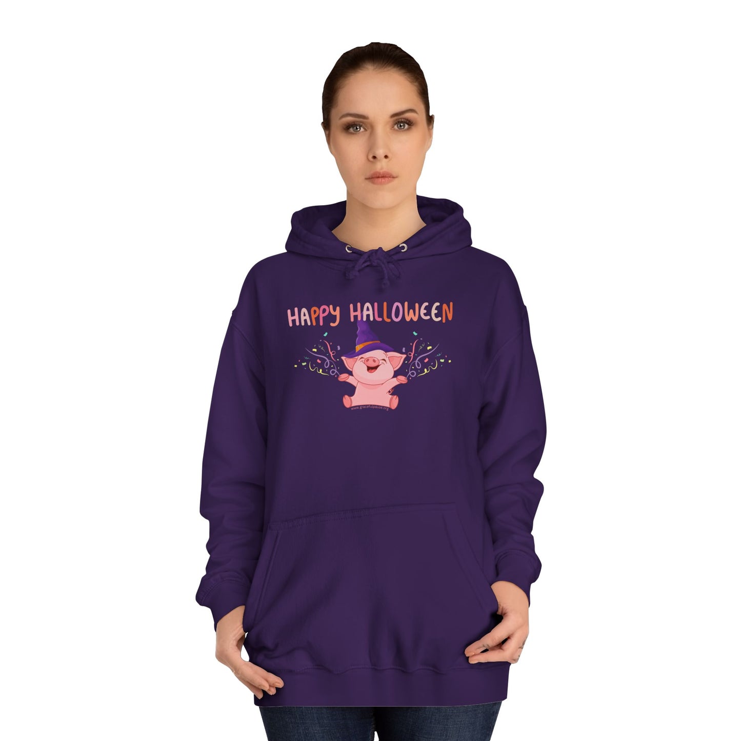 Happy Halloween Pig - Unisex College Hoodie