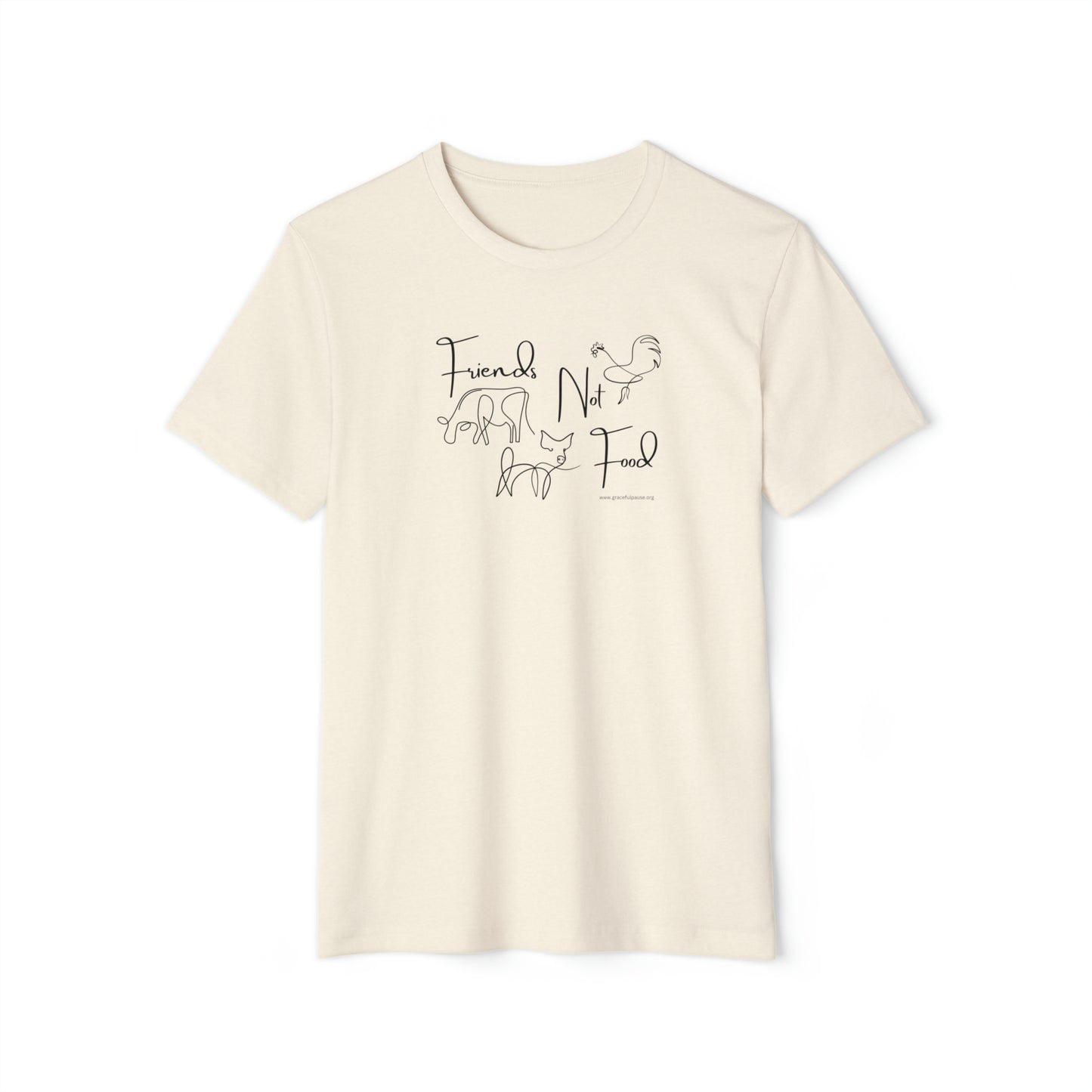 Friends Not Food - Line Drawn Animals - Unisex Recycled Organic T-Shirt