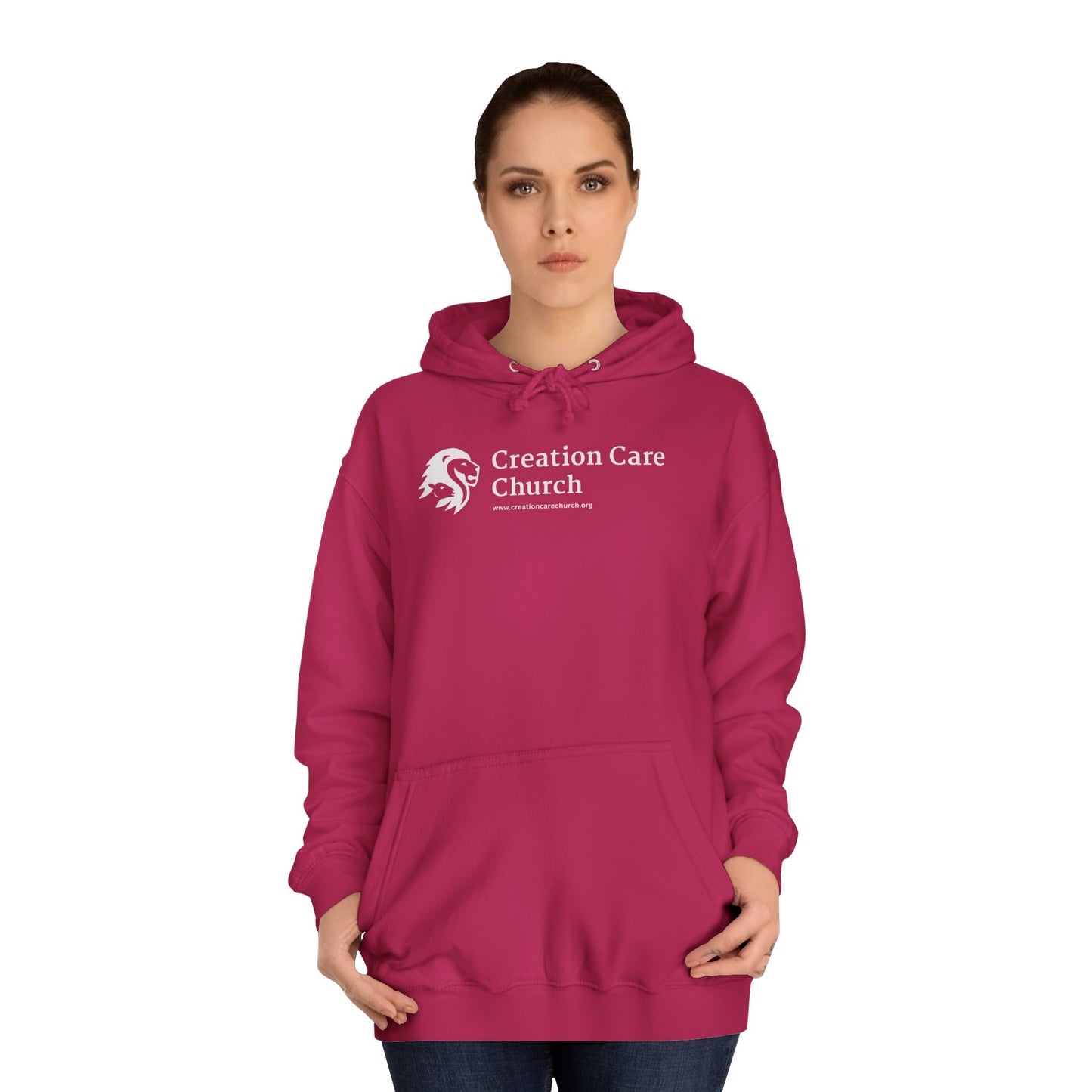 Creation Care Church Logo - White - Unisex College Hoodie