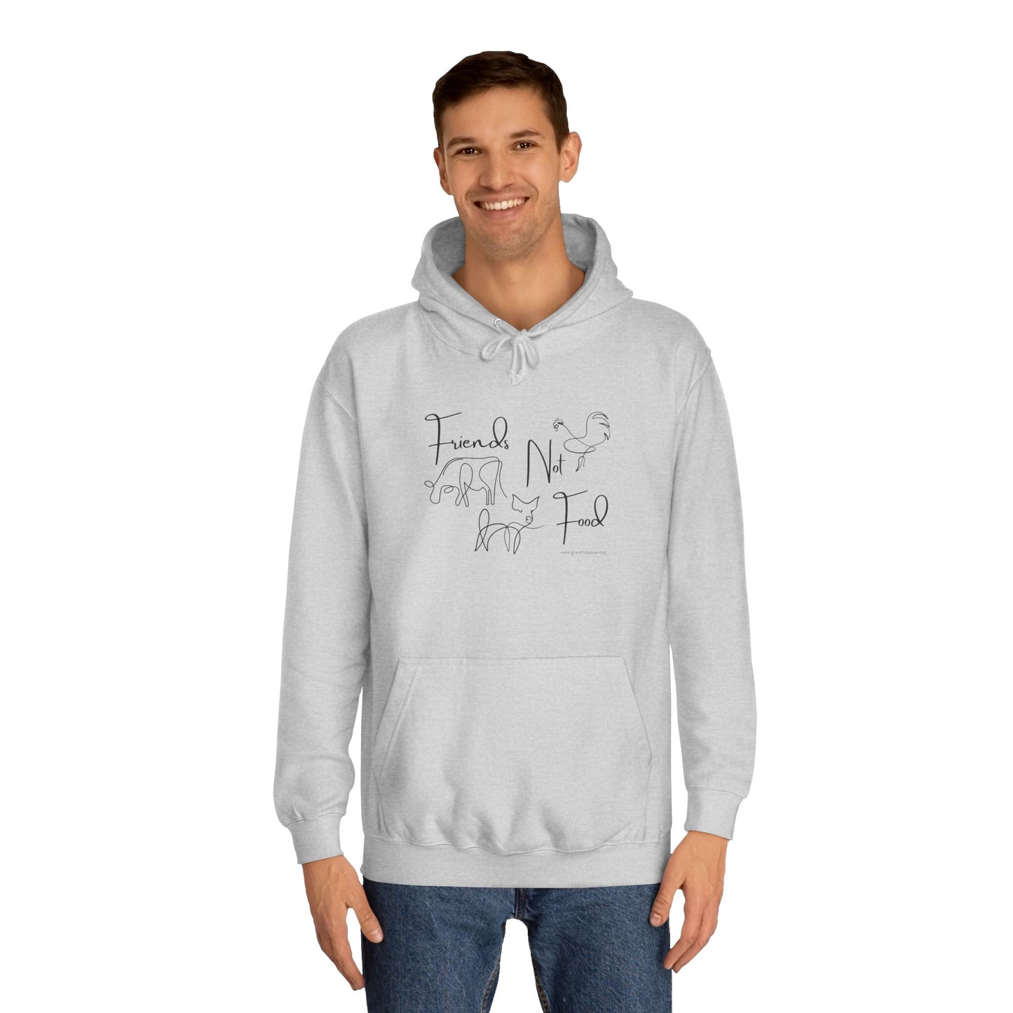 Friends Not Food - Line Drawn Animals - Unisex College Hoodie