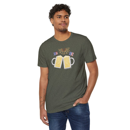 Patriotic Beer Toast - Unisex Recycled Organic T-Shirt