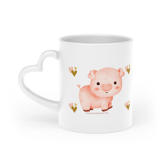 Vegan - Animals Shouldn't Suffer - Heart-Shaped Handle Mug