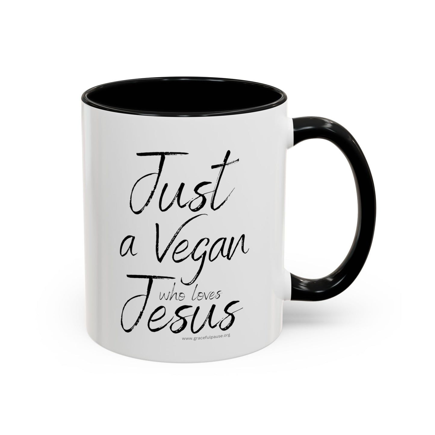 Just a Vegan who loves Jesus - Accent Coffee Mug (11, 15oz)