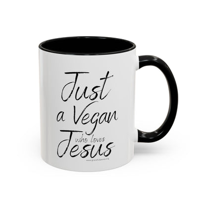 Just a Vegan who loves Jesus - Accent Coffee Mug (11, 15oz)