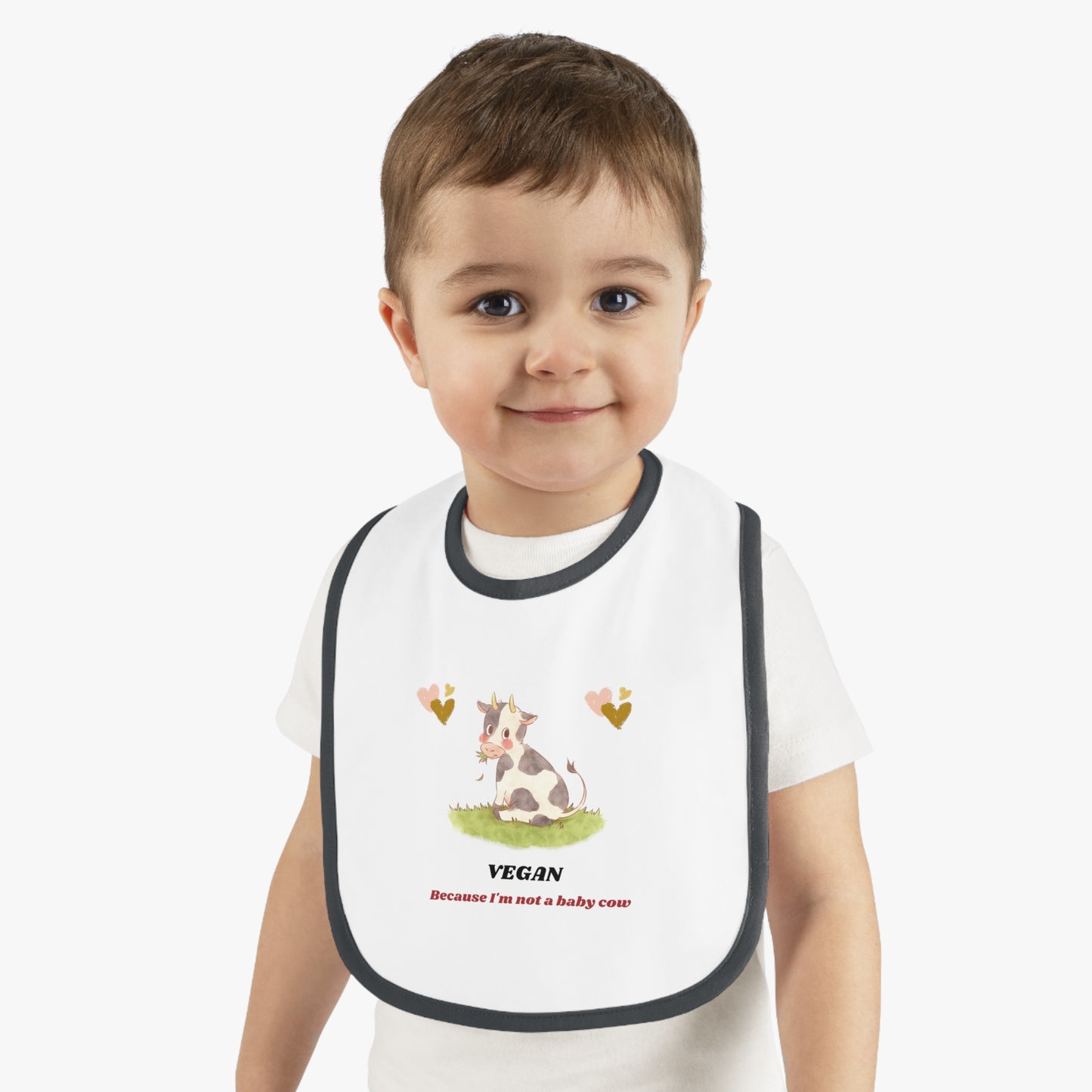 Vegan because I'm not a baby cow - Baby Contrast Trim Jersey Bib