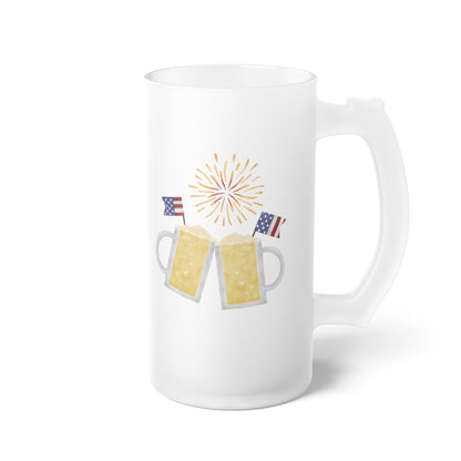 Firework - Beer - 4th of July Cheers - Frosted Glass Beer Mug