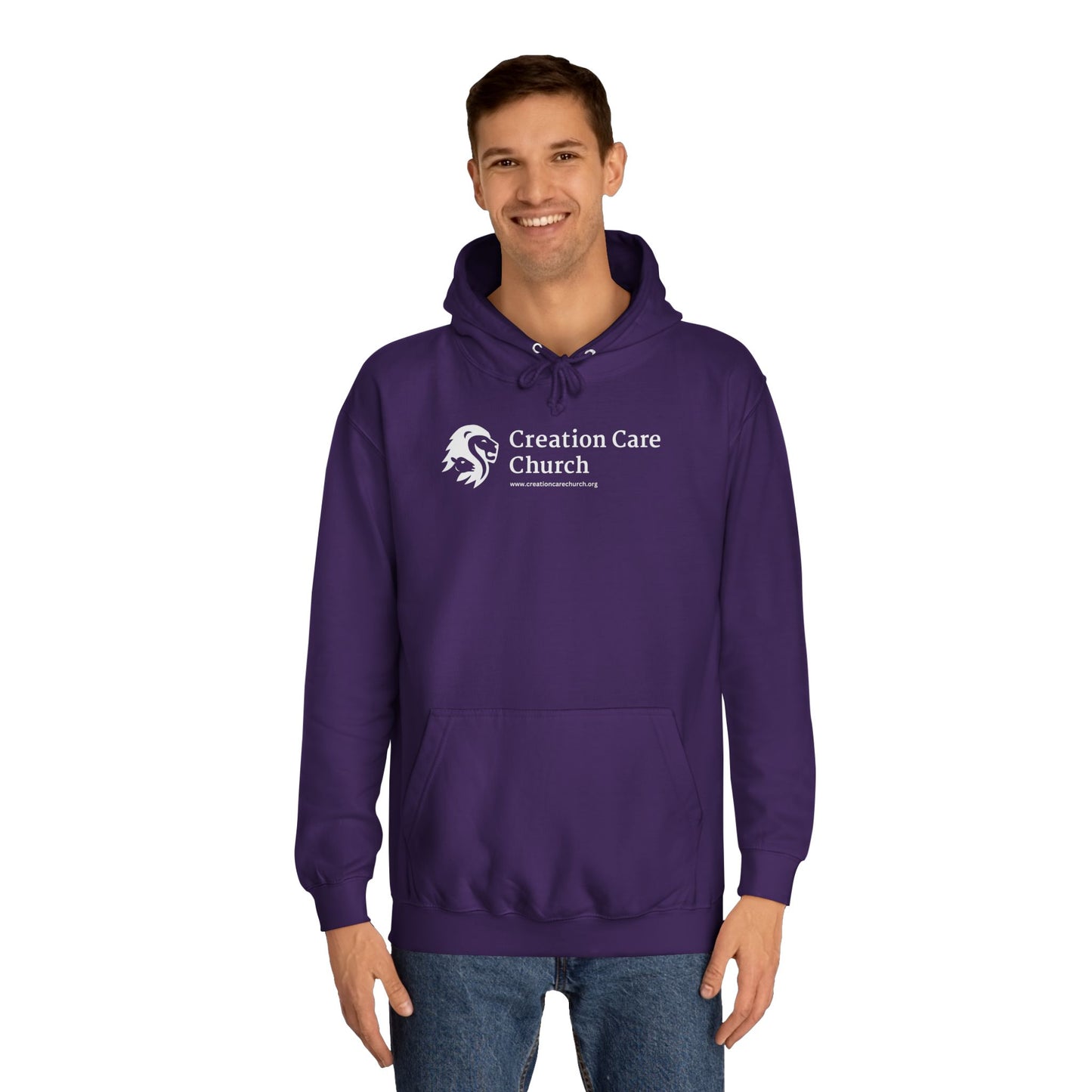 Creation Care Church Logo - White - Unisex College Hoodie