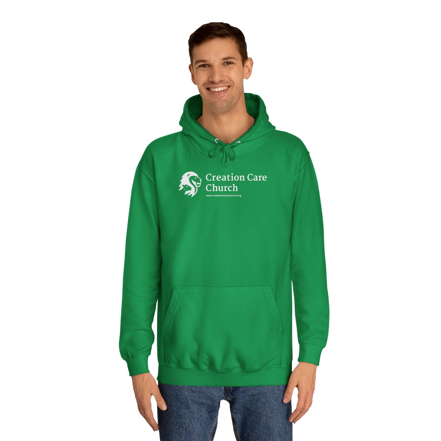 Creation Care Church Logo - White - Unisex College Hoodie