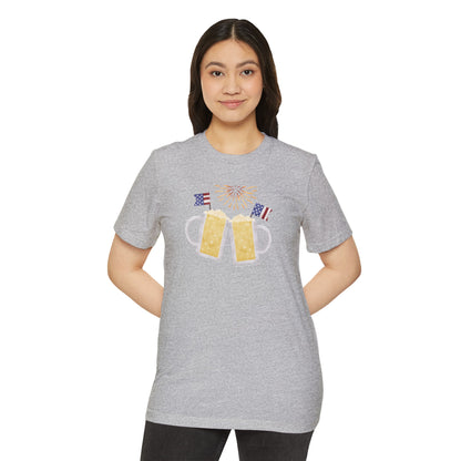 Patriotic Beer Toast - Unisex Recycled Organic T-Shirt